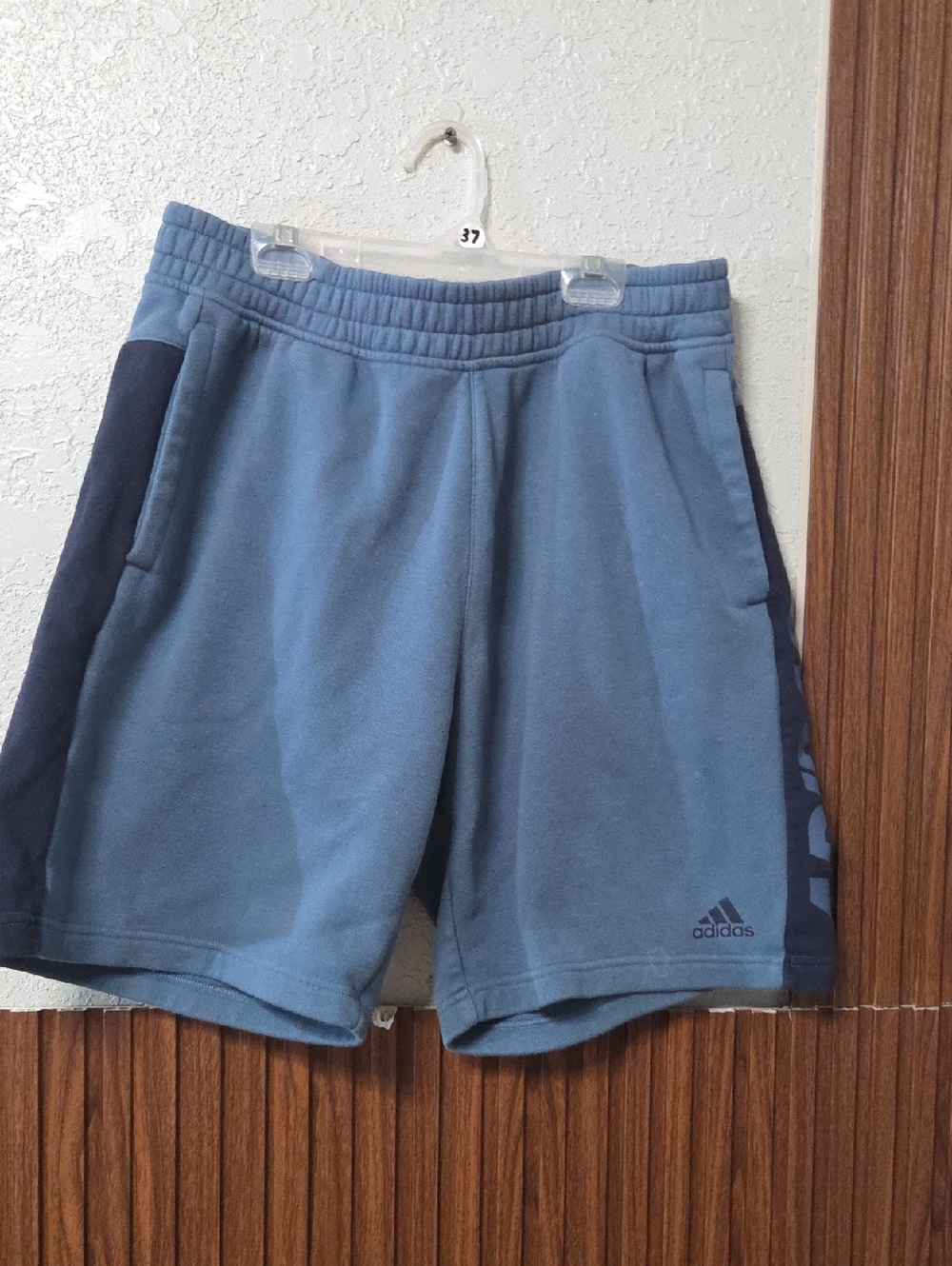 Essentials French Terry Shorts Light Blue Stretchy Gym Shorts Large Sz